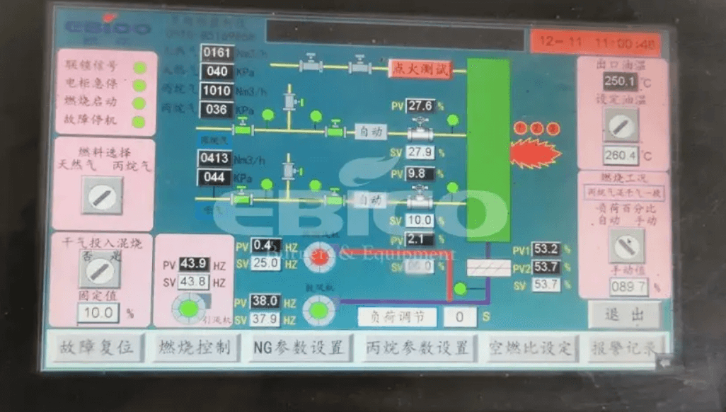 歐保為山東本固新材料配套3200萬(wàn)大卡導(dǎo)熱油爐低氮燃燒器